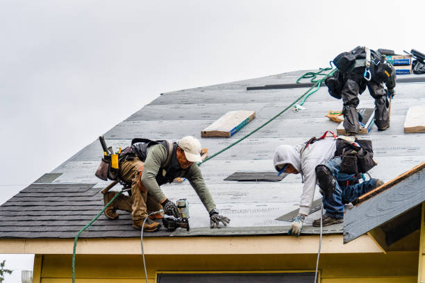 Professional Gutter Installation technician working in Harvey, ND